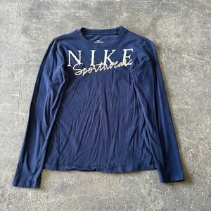 Nike Sportswear Shirt Mens S Blue Long Sleeve Athleisure Spell Out Logo